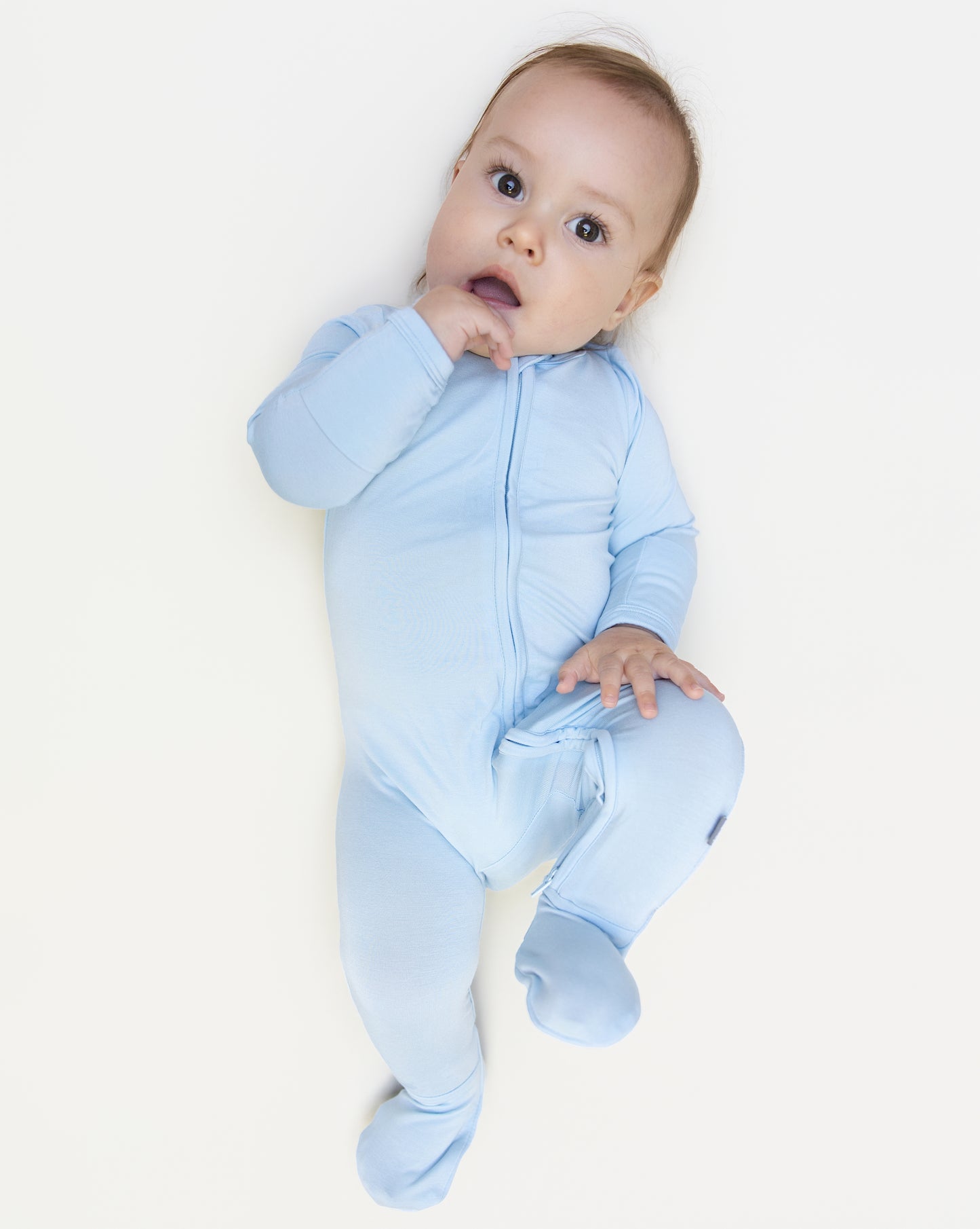 Zip Footie in Sky Blue - Bumbunny Baby