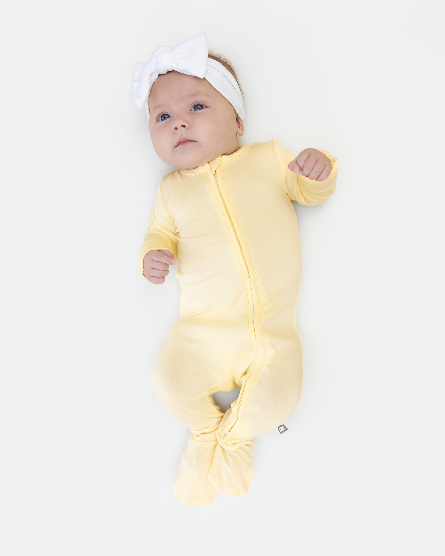 Zip Footie in Pale Yellow - Bumbunny Baby