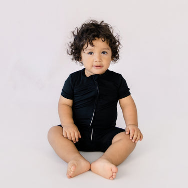 Short Zip Romper in Black