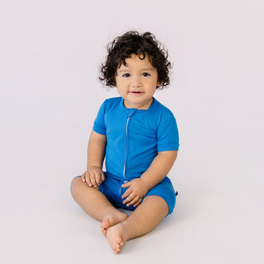 Short Zip Romper in Deep Sea