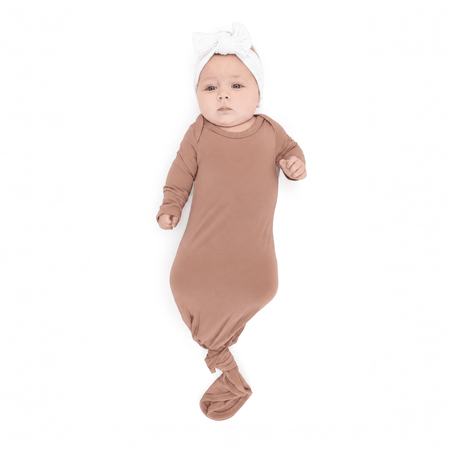 Knotted Gown in Warm Tan - Bumbunny Baby