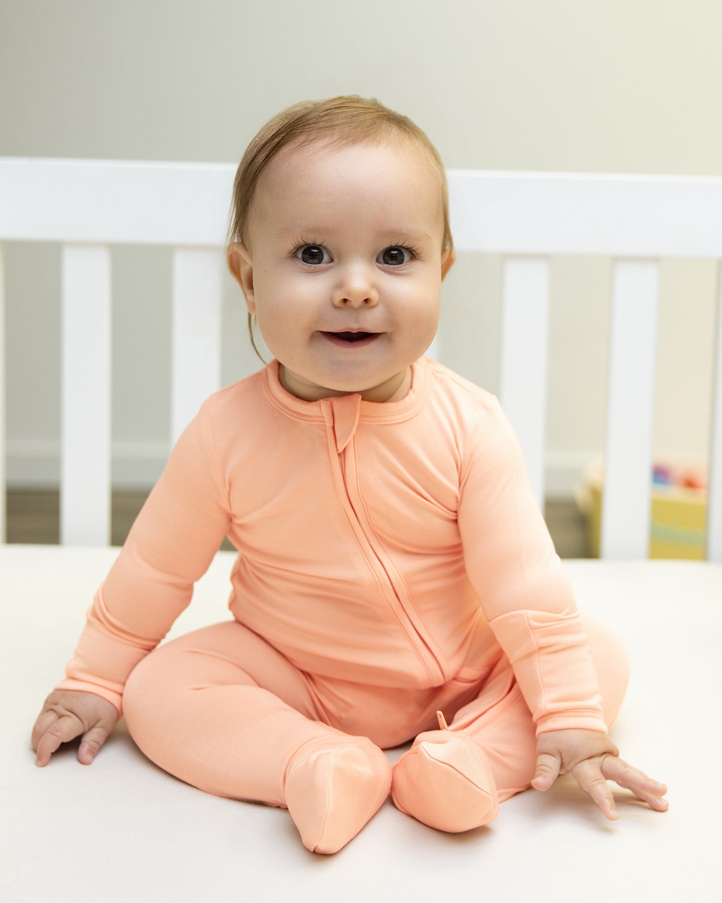 Zip Footie in Soft Peach - Bumbunny Baby