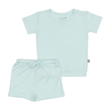 Two-Piece Short Jogger Set in Sea Glass