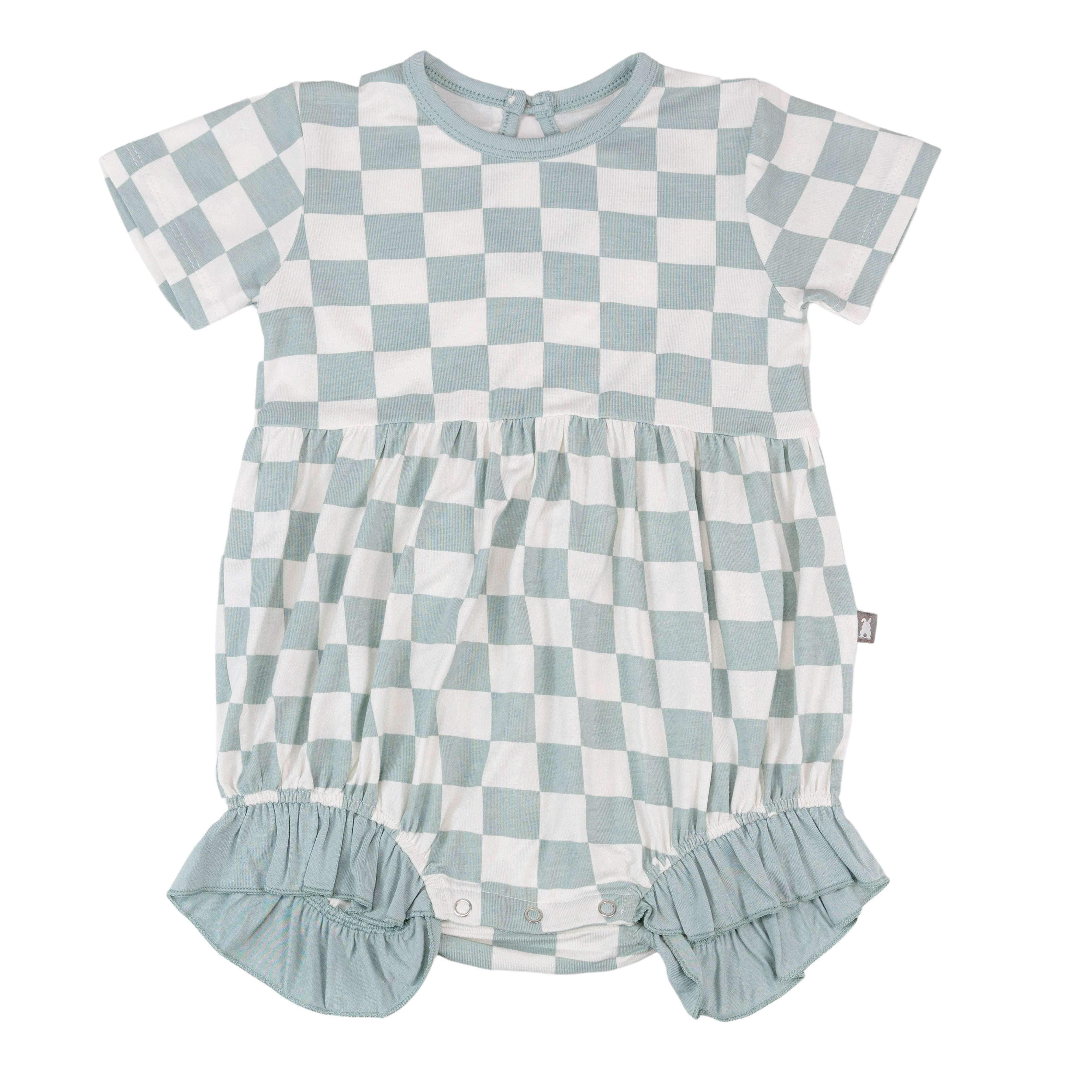 Bubble Romper in Powder Blue Checks