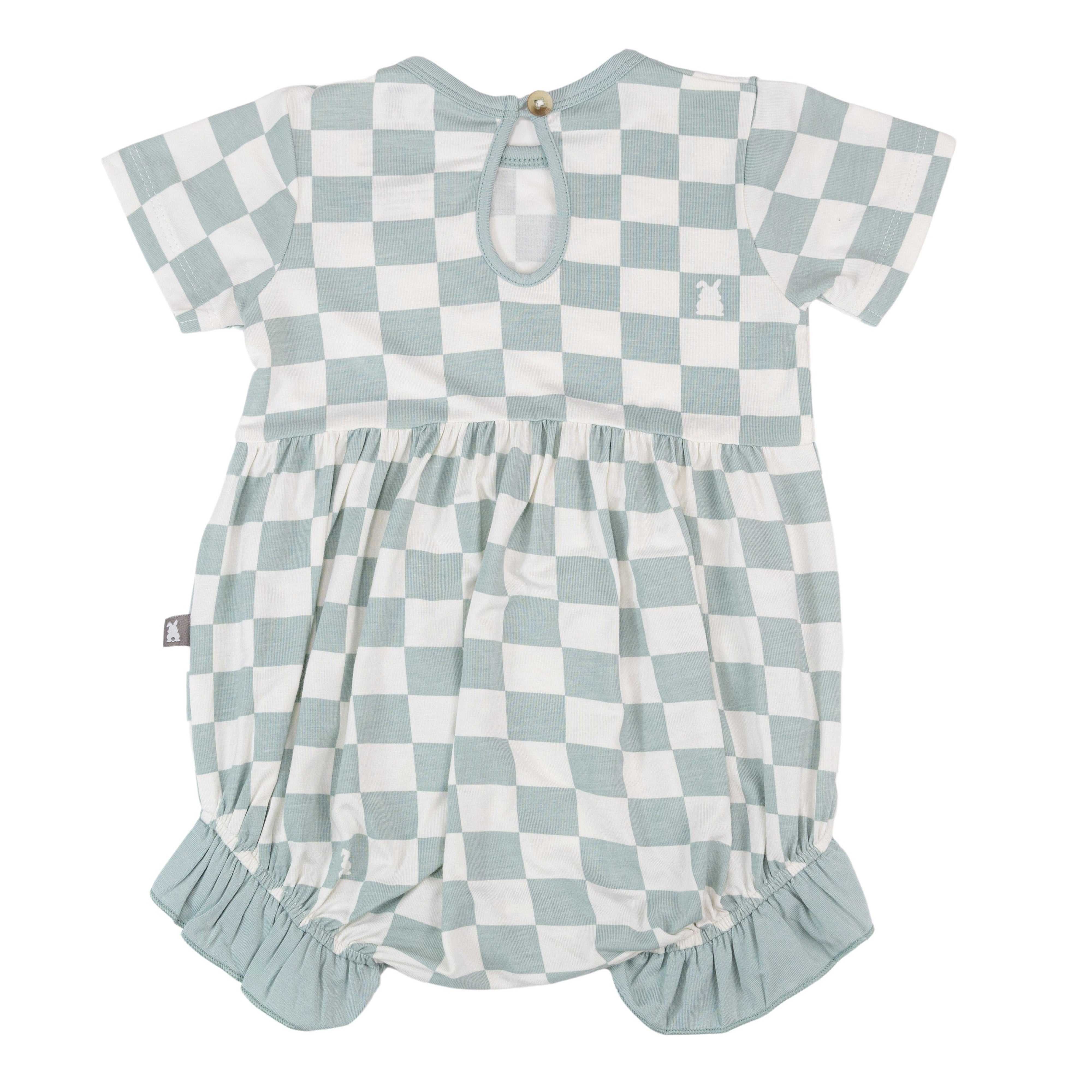 Bubble Romper in Powder Blue Checks