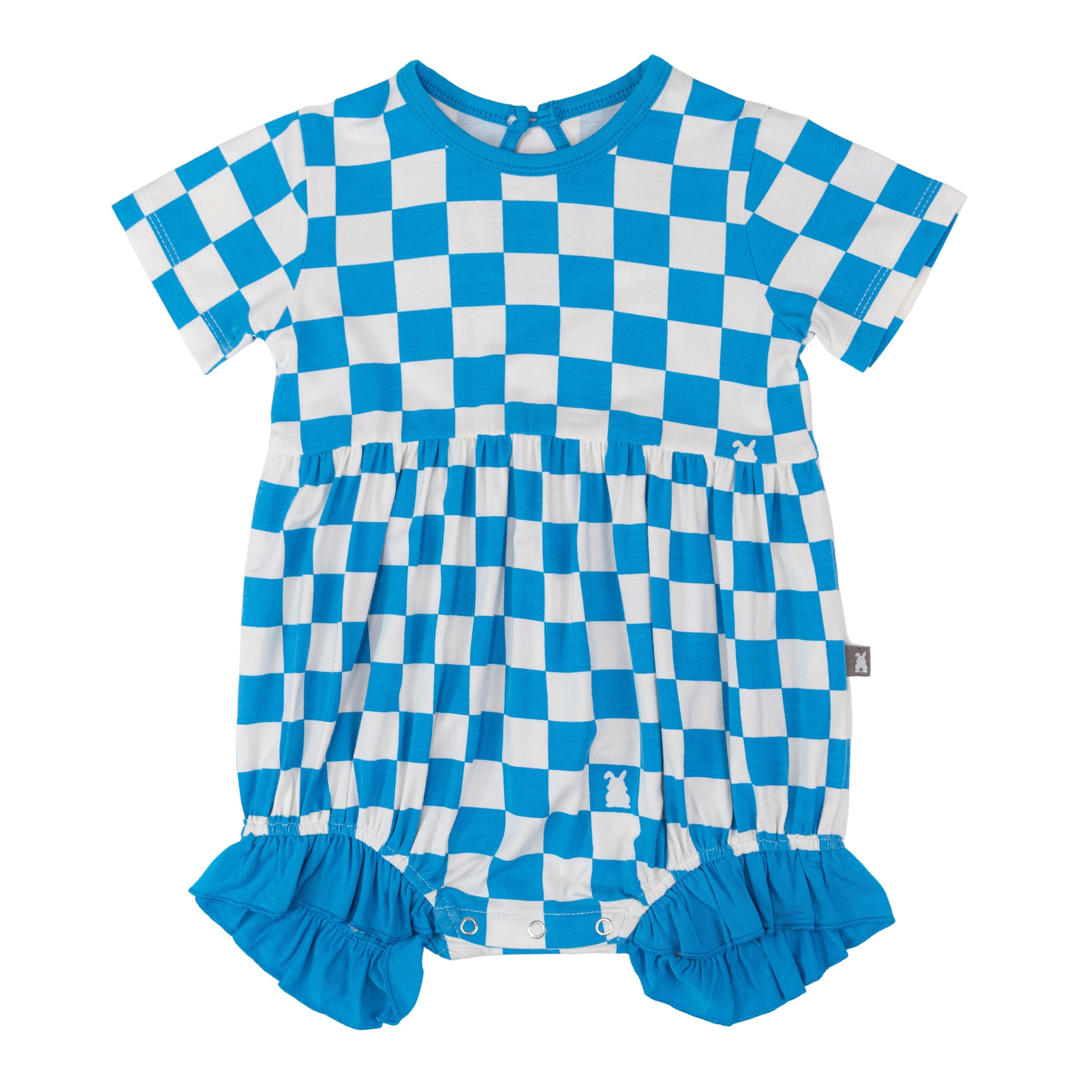 Bubble Romper in Ocean Checks