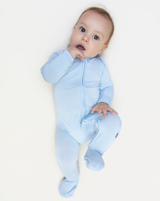 Zip Footie in Sky Blue