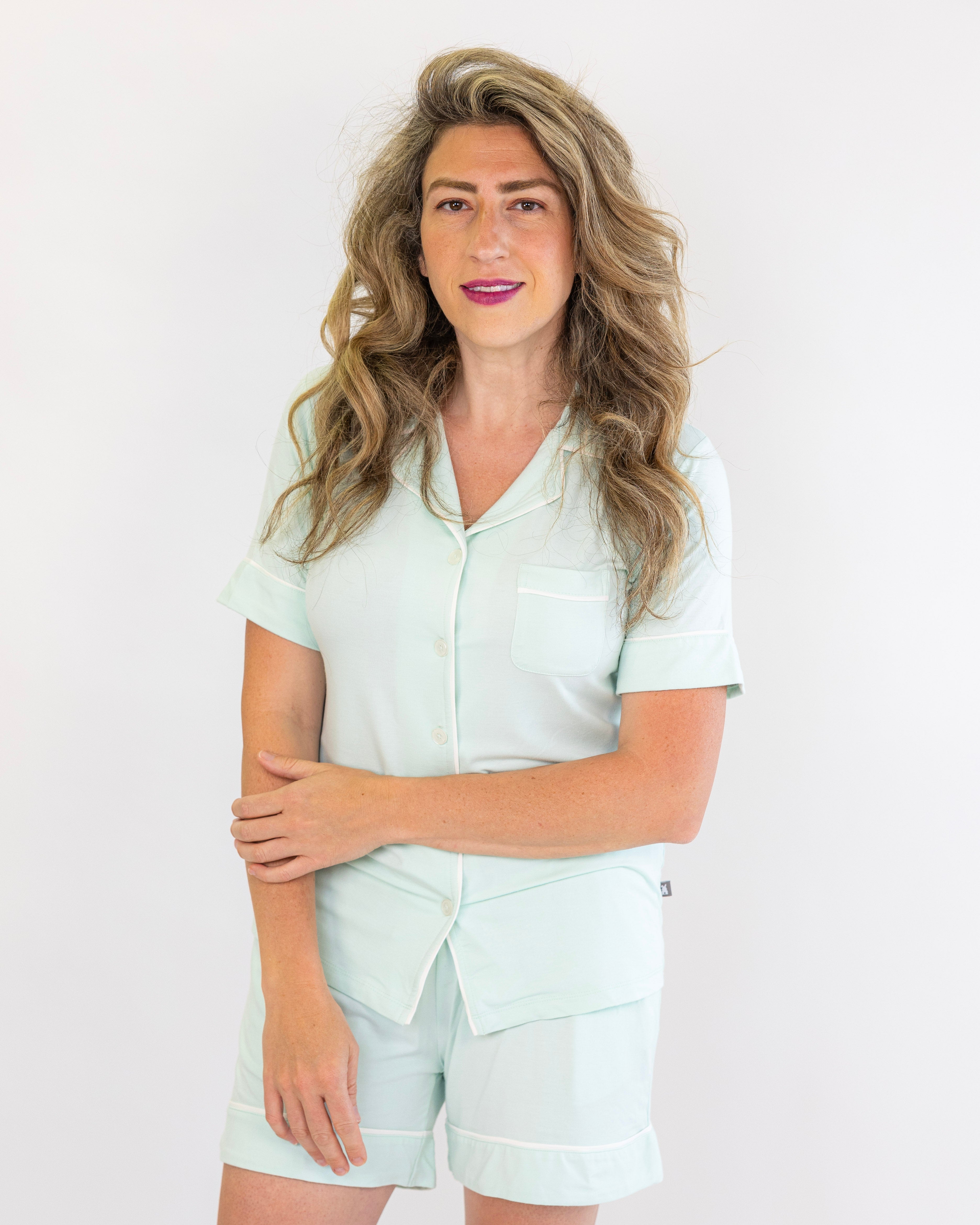 Women's Two-Piece Short Pajama Set in Mint Green