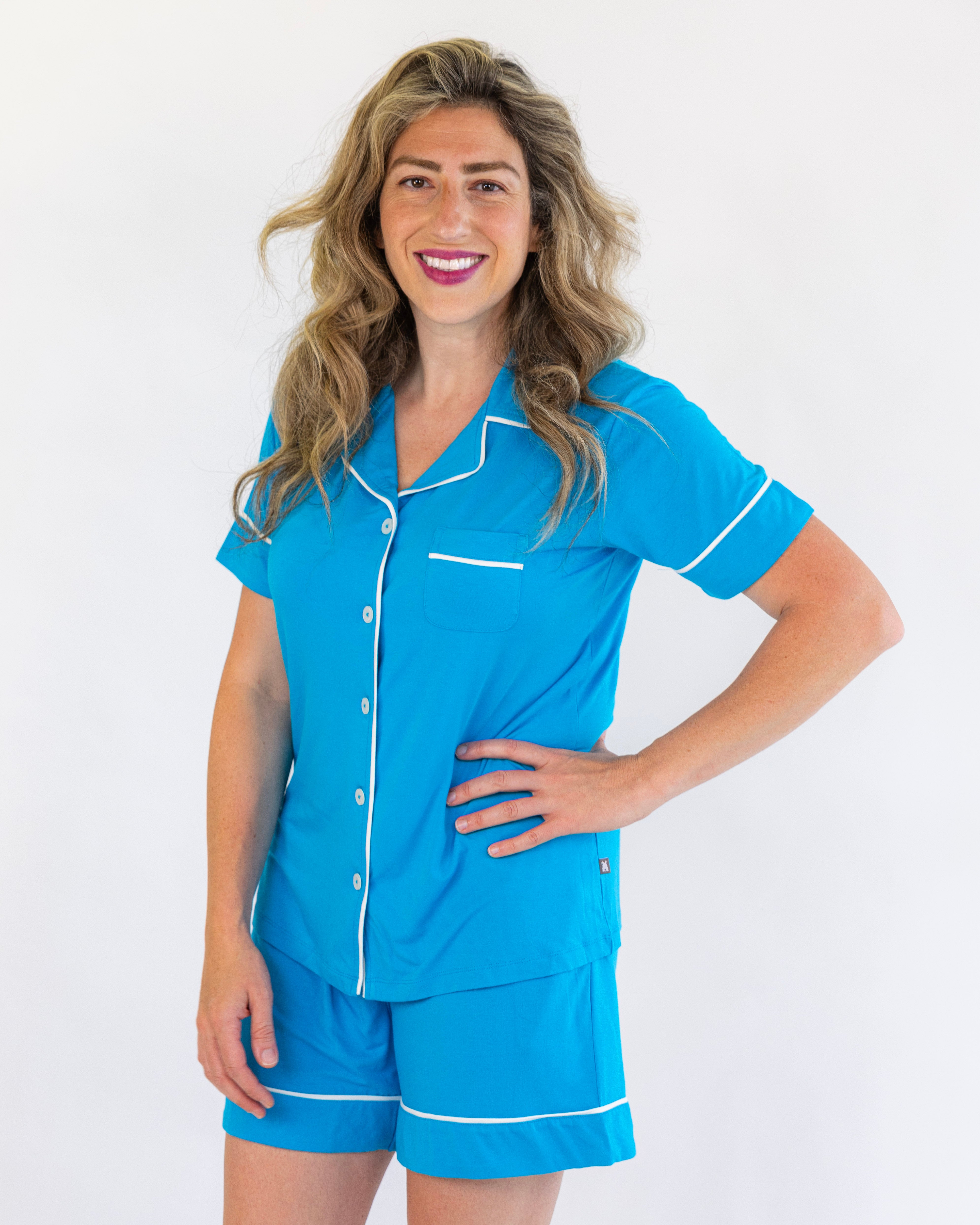 Women's Two-Piece Short Pajama Set in Aquarius