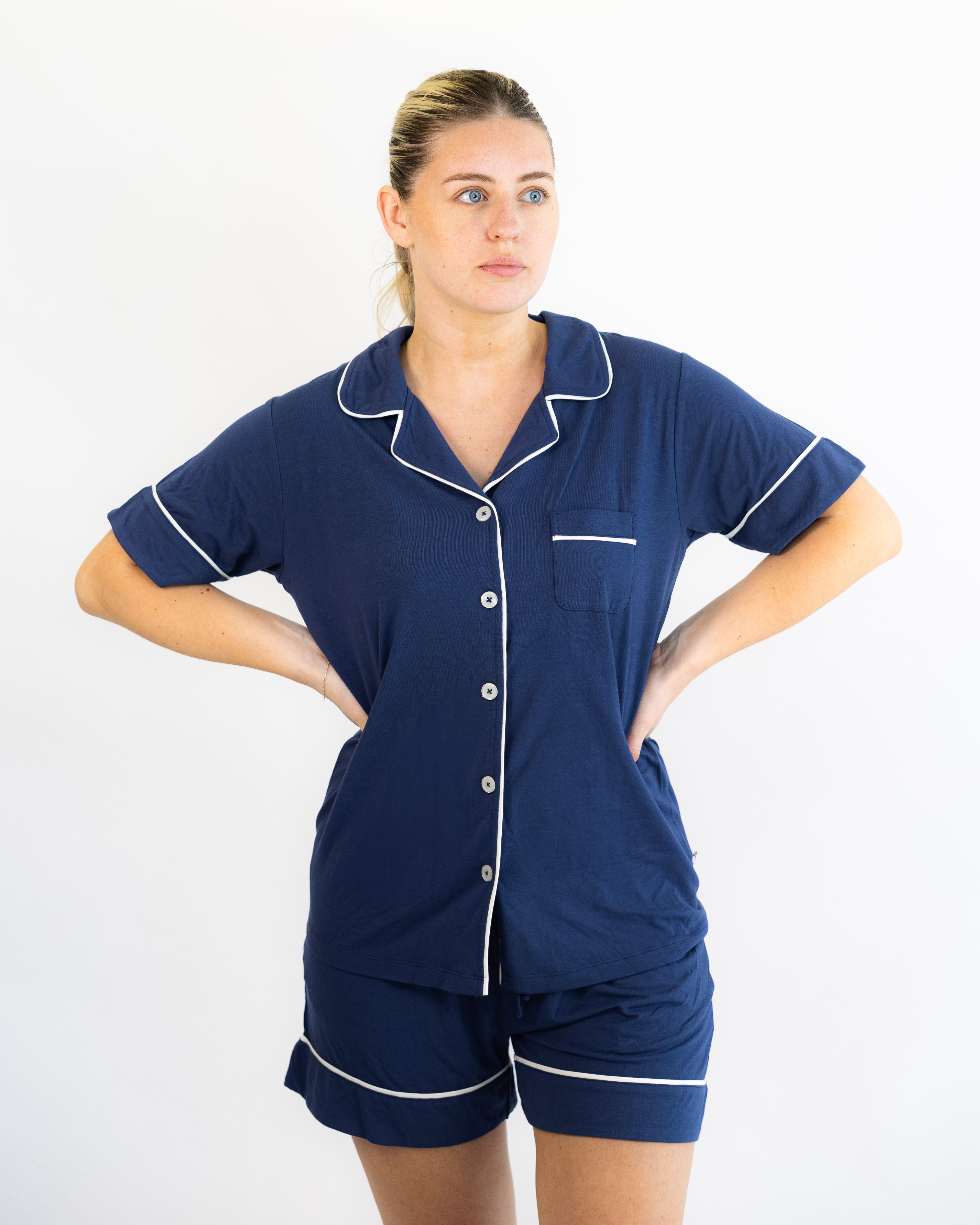 Women's Two-Piece Short Pajama Set in Ocean