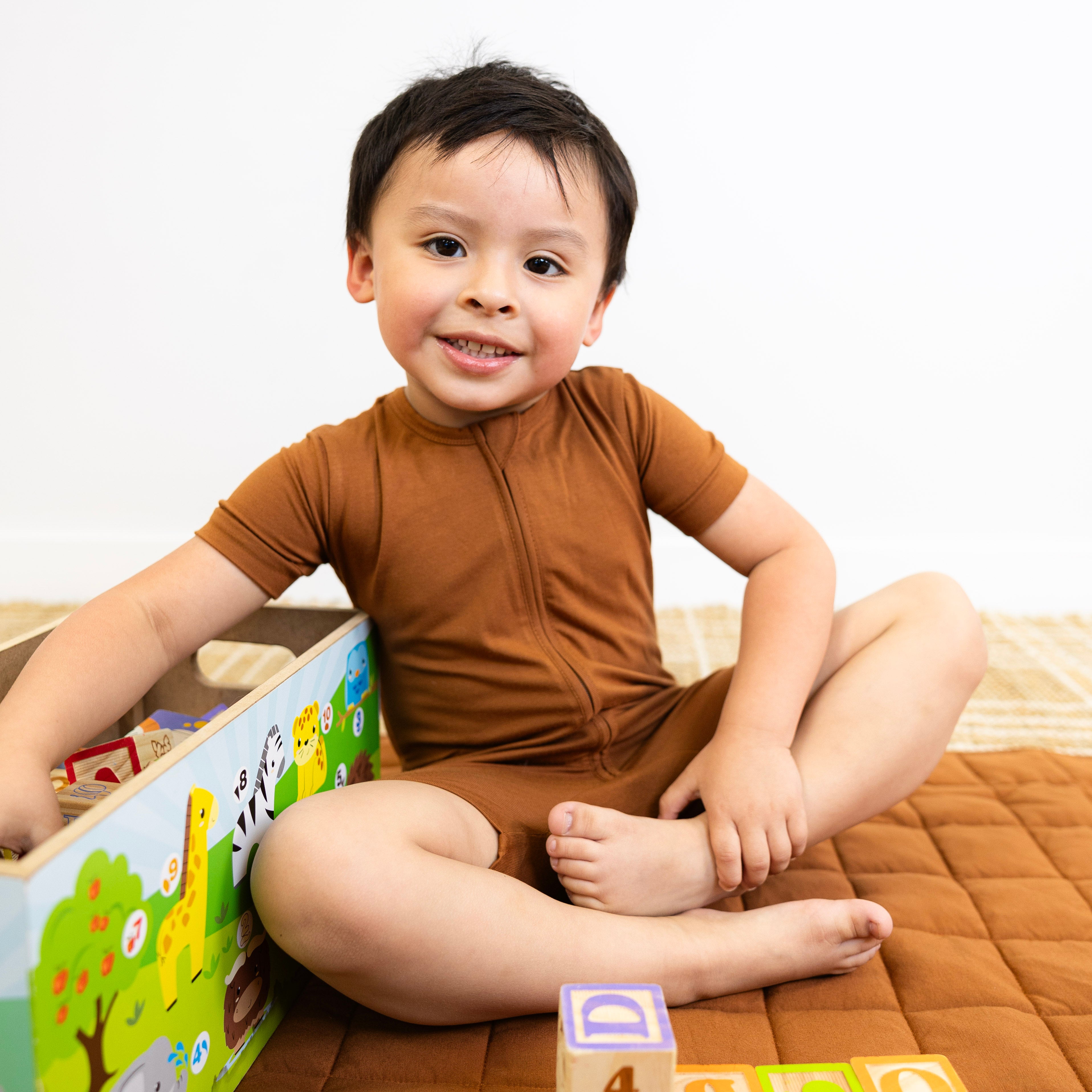 Short Zip Romper in Toffee