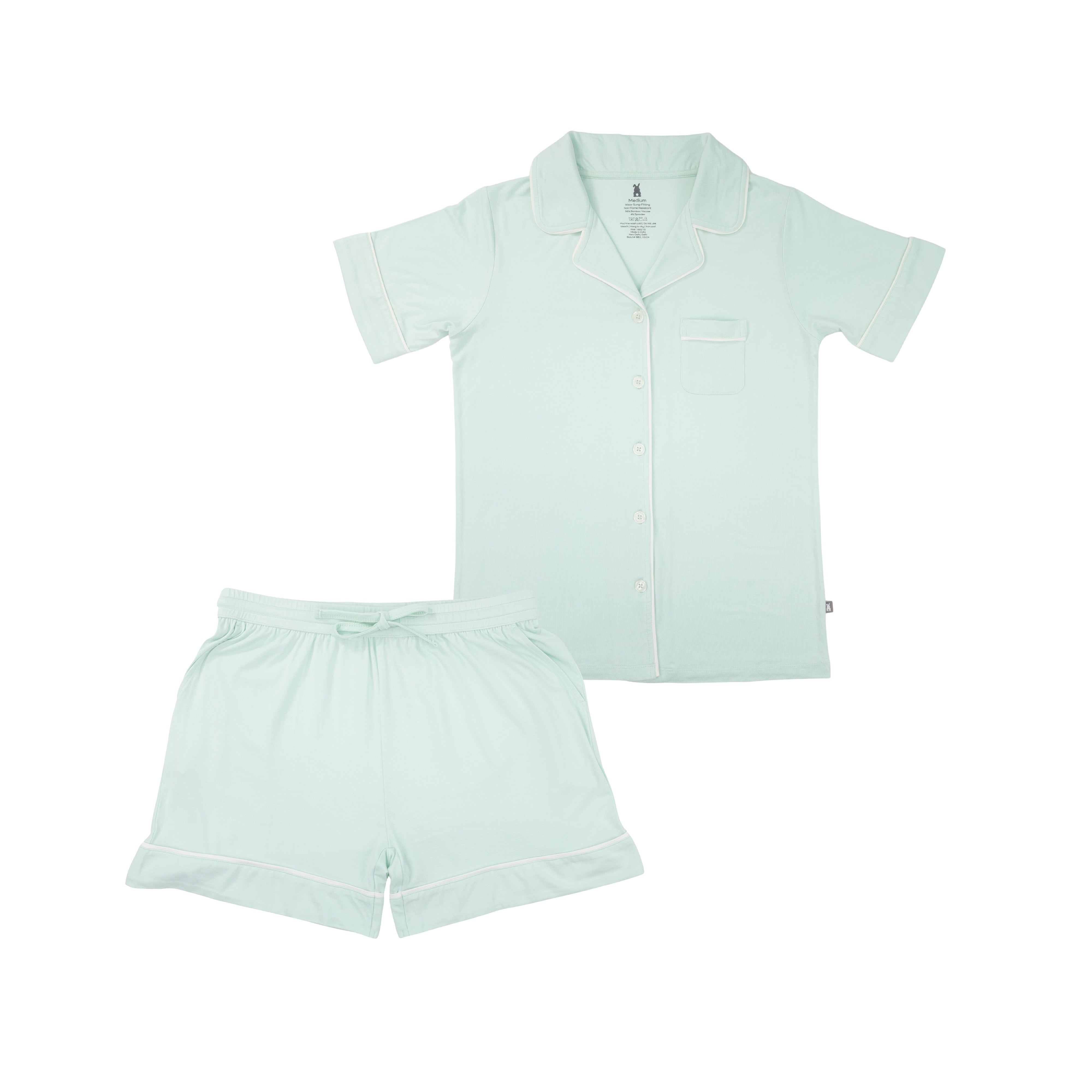 Women's Two-Piece Short Pajama Set in Mint Green