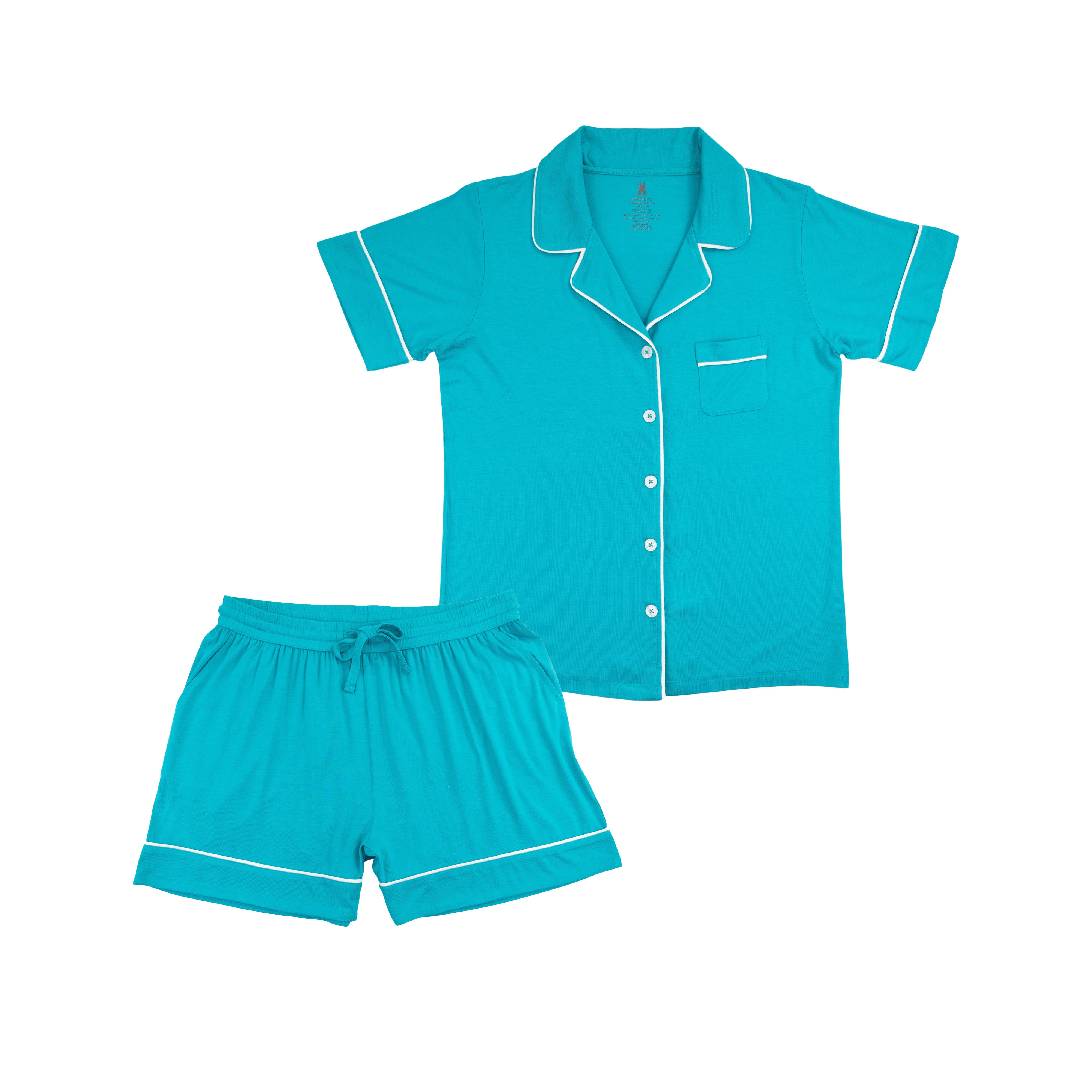 Women's Two-Piece Short Pajama Set in Peacock