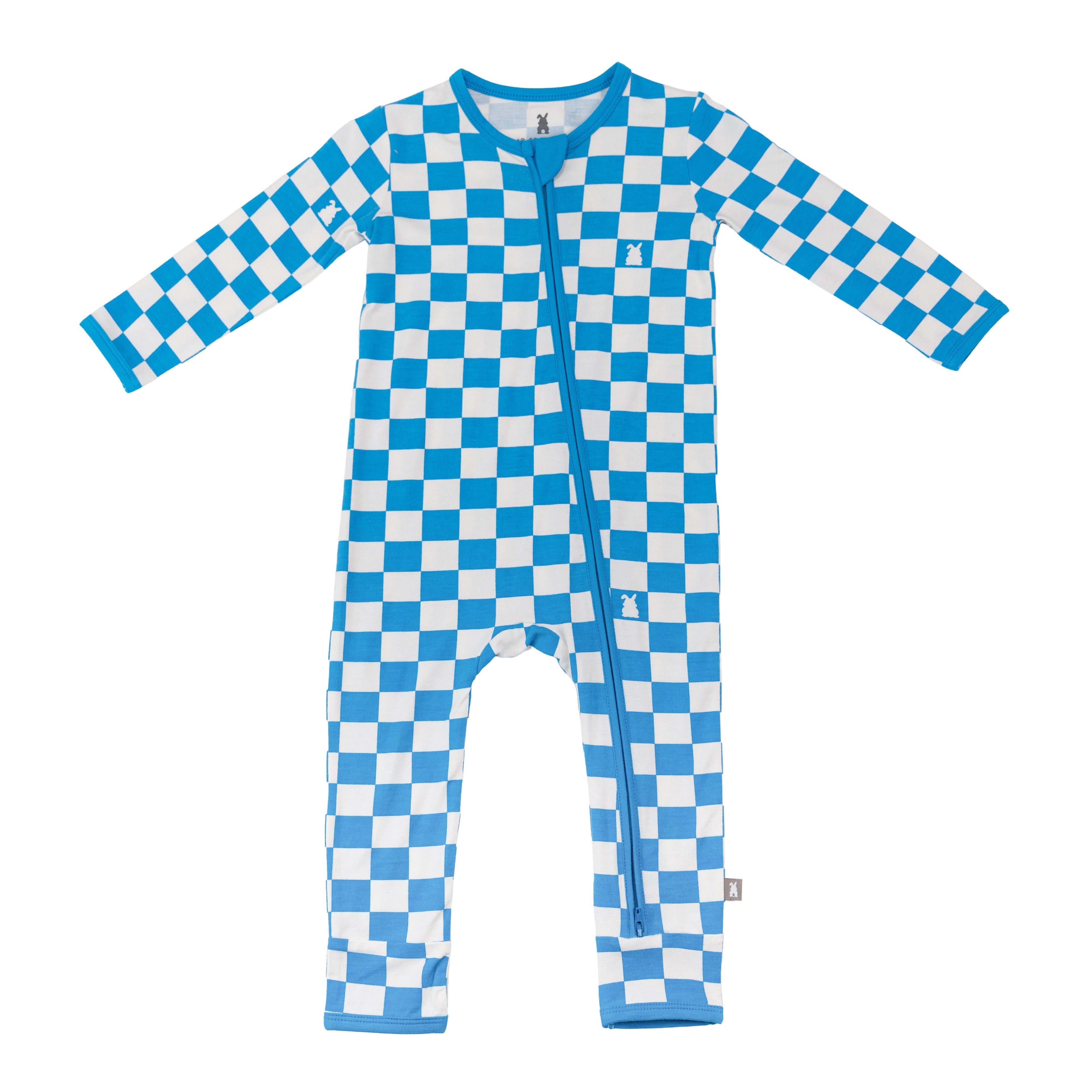 Zip Romper in Ocean Checks