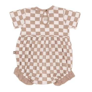 Bubble Romper in Toffee Check