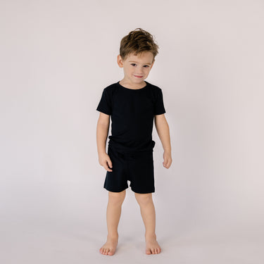 Two-Piece Short Jogger Set in Black