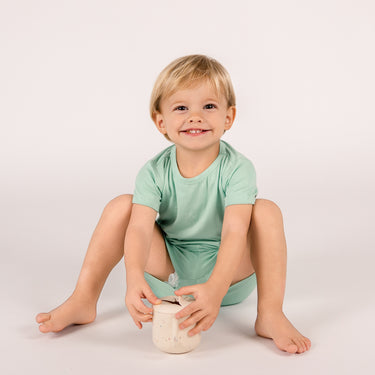 Two-Piece Short Jogger Set in Lily Pad