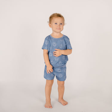 Two-Piece Short Jogger Set in Retro Smileys