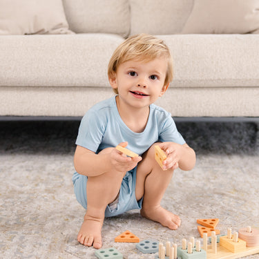 Two-Piece Short Jogger Set in Salty Air