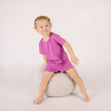 Two-Piece Short Jogger Set in Very Berry