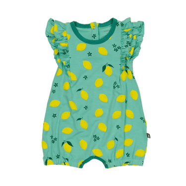 Ruffle Shorty Romper in Lemon Drops