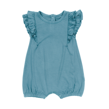 Ruffle Shorty Romper in Ocean Breeze