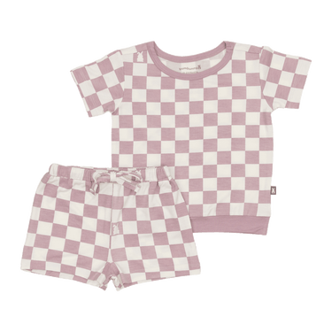 Two-Piece Short Jogger Set in Lavender Cream