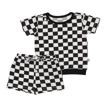 Two-Piece Short Jogger Set in Midnight Milk