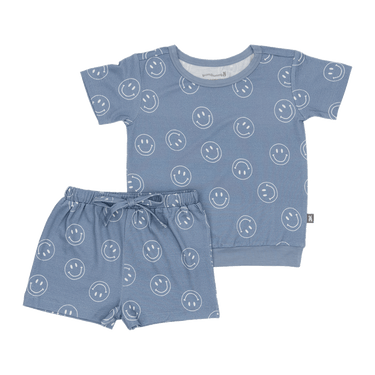 Two-Piece Short Jogger Set in Retro Smileys