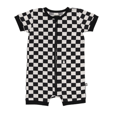 Short Zip Romper in Midnight Milk