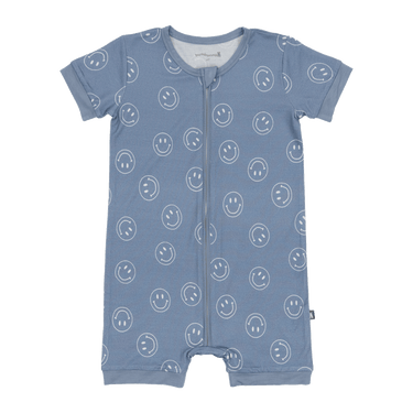 Short Zip Romper in Retro Smileys