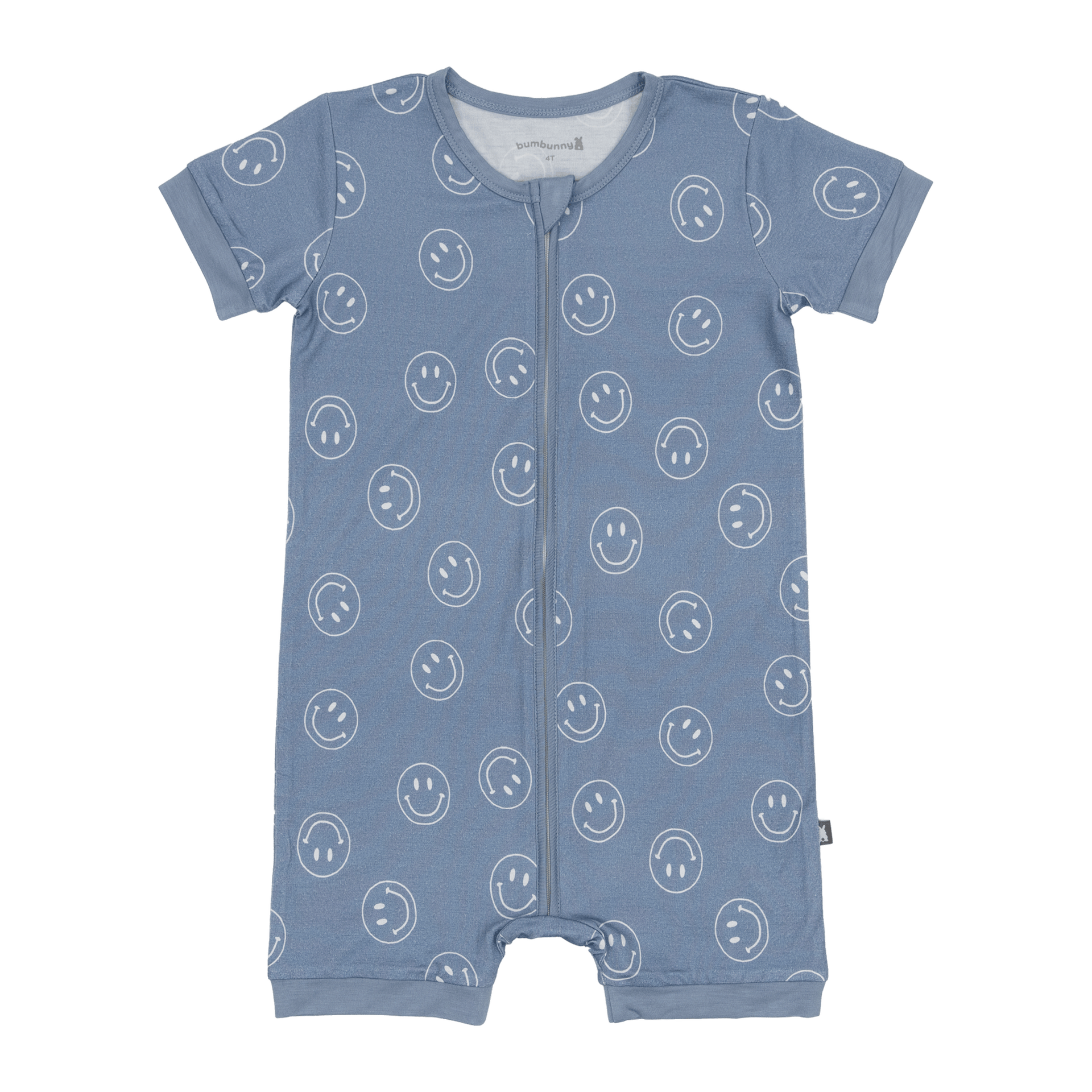 Bumbunny Baby | Short Zip Romper in Retro Smileys