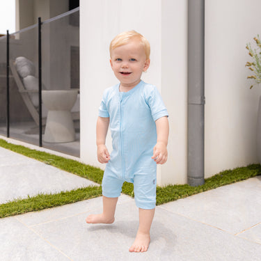 Short Zip Romper in Salty Air