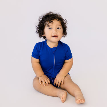 Short Zip Romper in Sapphire