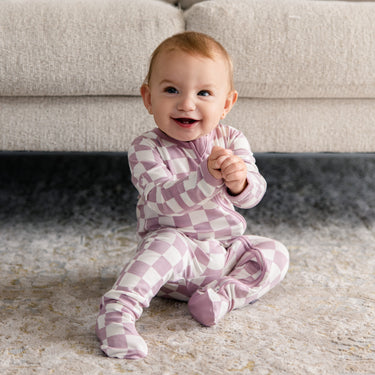 Zip Footie in Lavender Cream