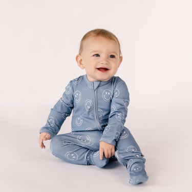 Zip Footie in Retro Smileys