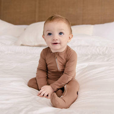 Zip Footie in Tiramisu