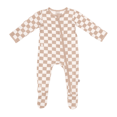 Zip Footie in Toffee Check