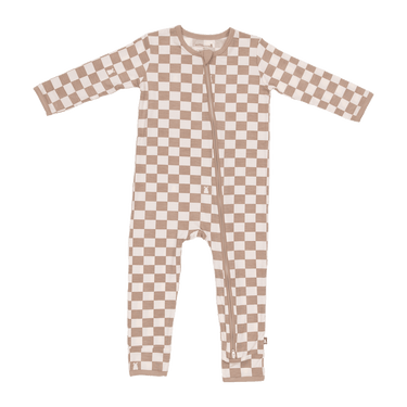 Zip Romper in Toffee Check