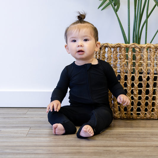 Toddler Zip Romper in Black