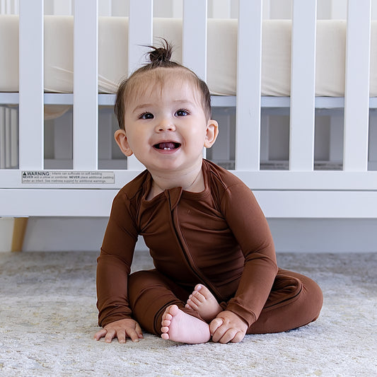 Toddler Zip Romper in Dark Brown