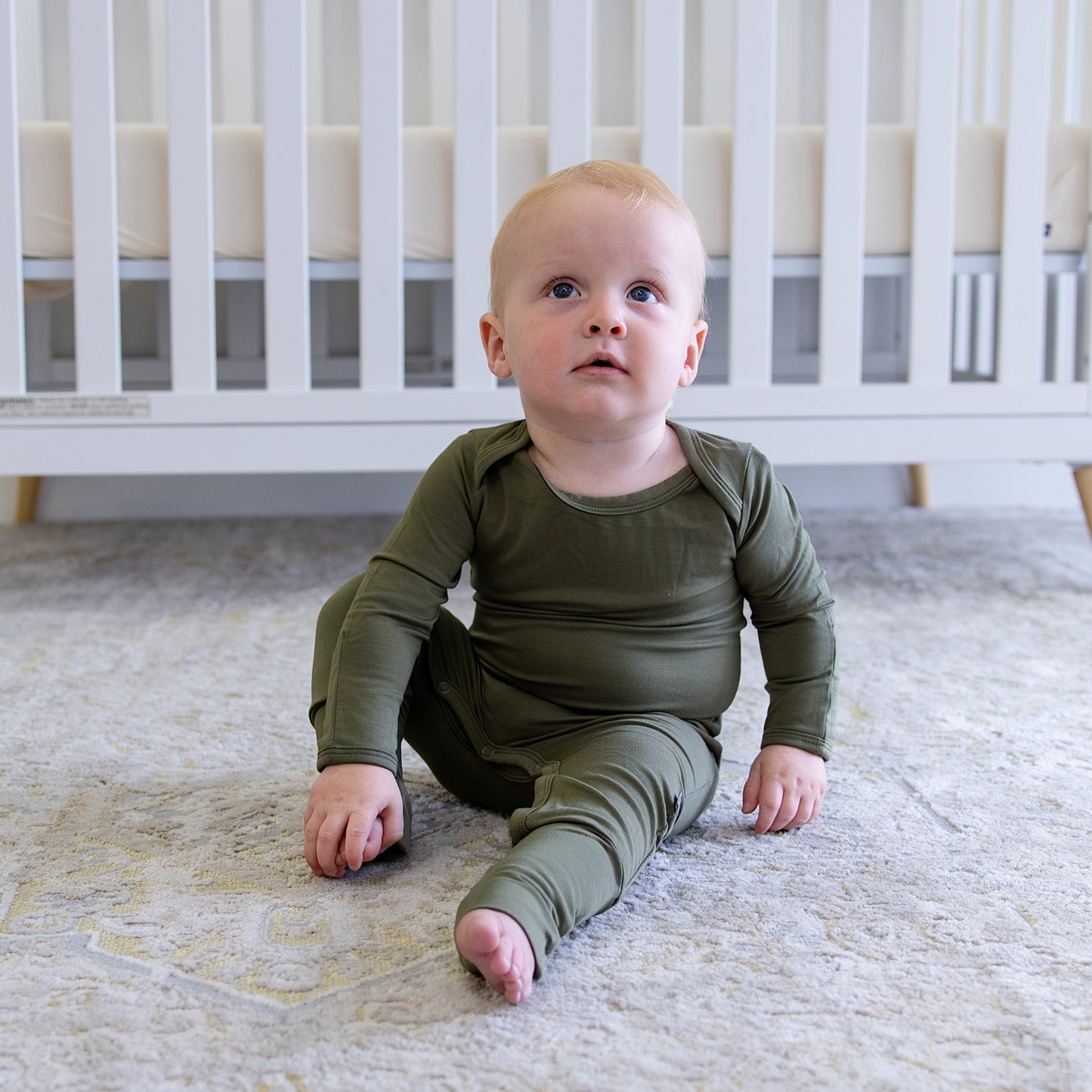 Infant Romper in Olive Green
