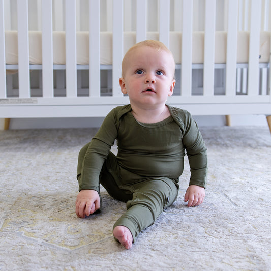 Infant Romper in Olive Green