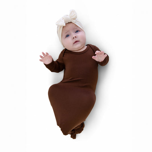 Knotted Gown in Dark Brown - Bumbunny Baby