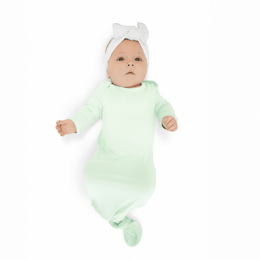 Knotted Gown in Soft Mint - Bumbunny Baby