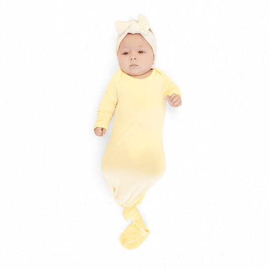 Knotted Gown in Pale Yellow - Bumbunny Baby