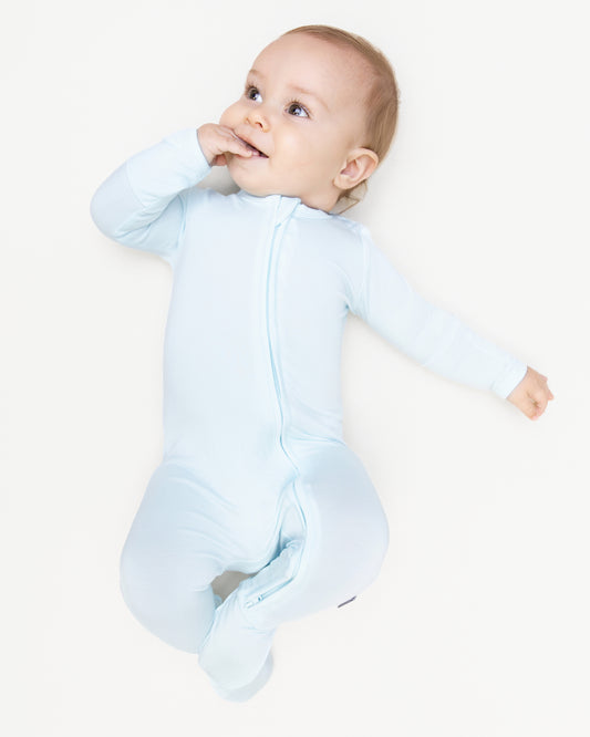 Zip Footie in Aqua