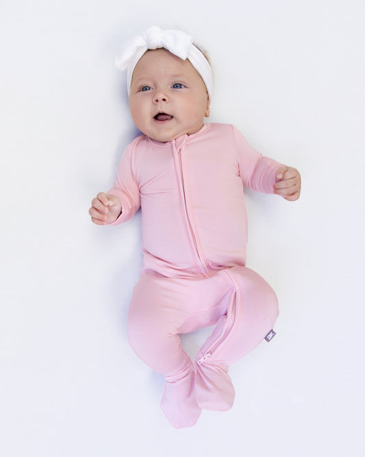 Zip Footie in Blush Pink