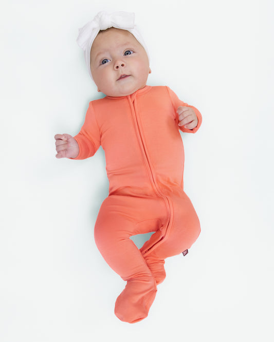 Zip Footie in Coral