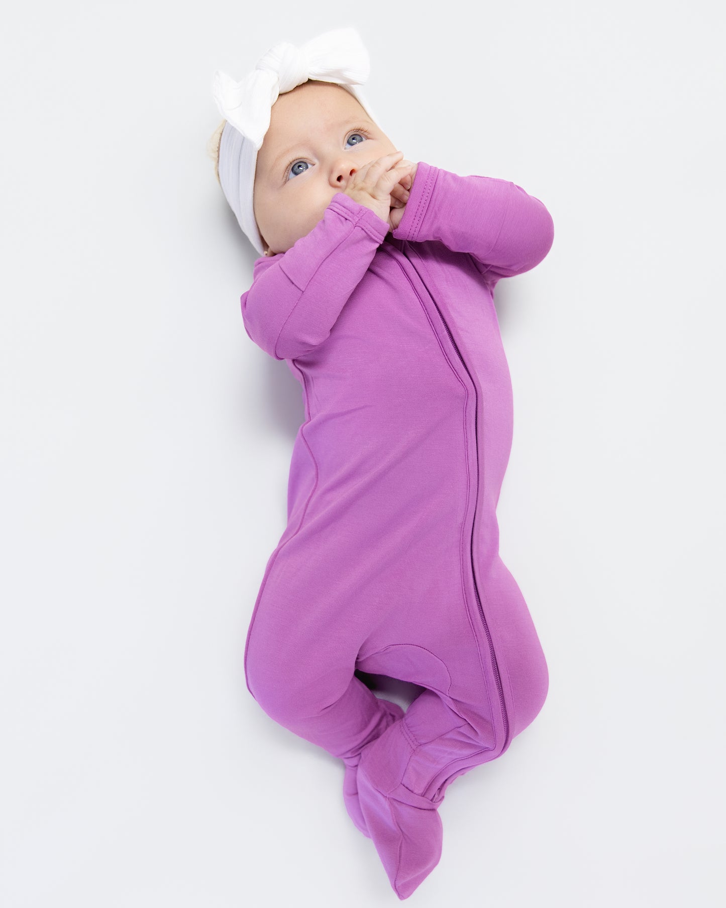 Zip Footie in Deep Mauve